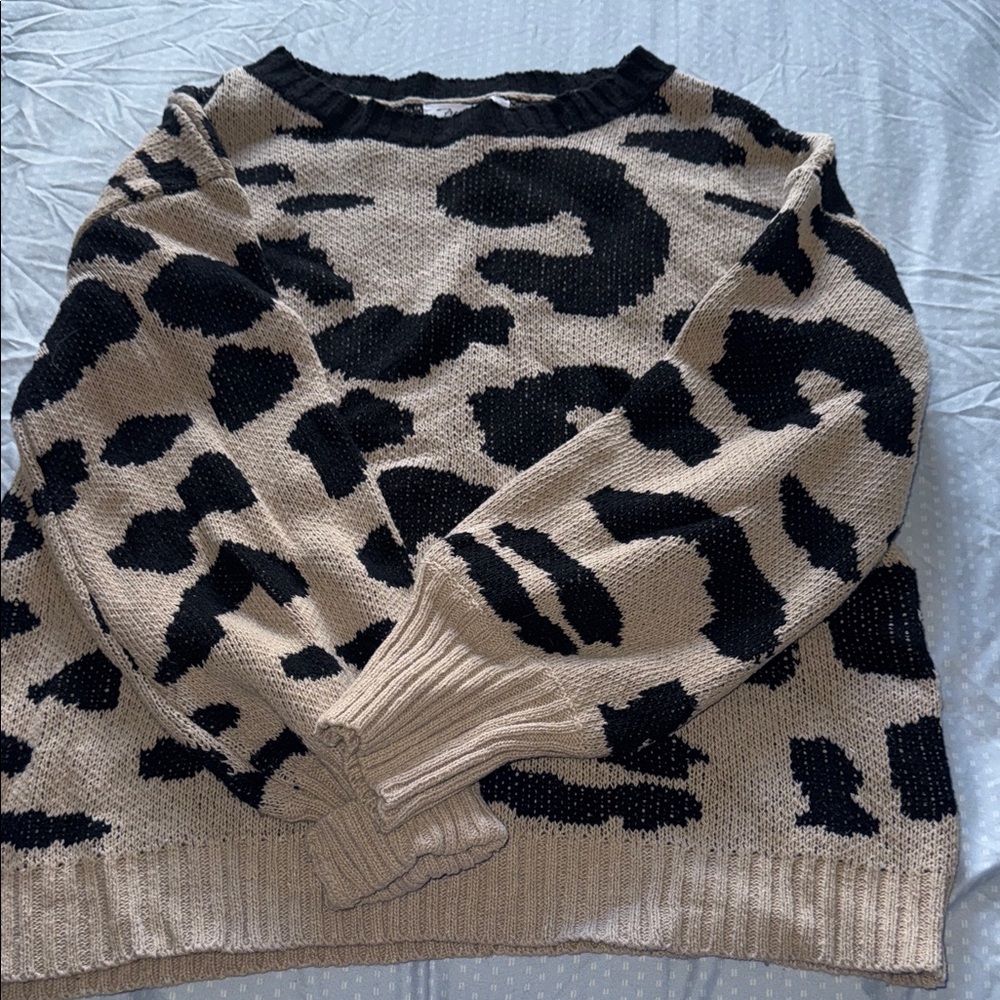 Freestyle Black and Tan Animal Print Sweater